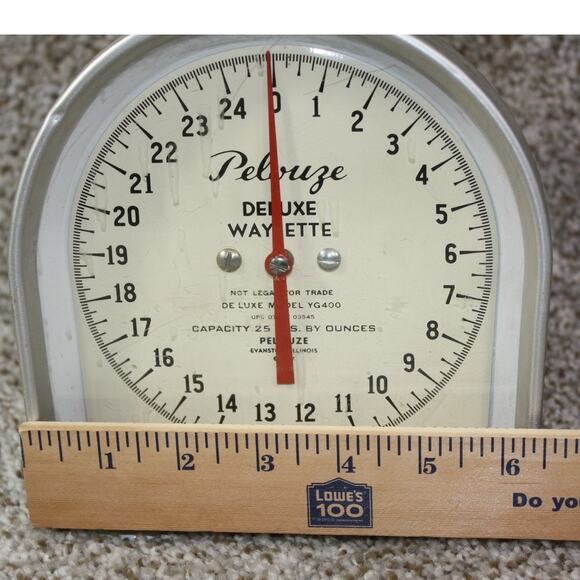 Vintage Pelouze Deluxe Wayette 25 lb Mechanical Kitchen Postal Scale Model Y400 - Picture 12 of 13